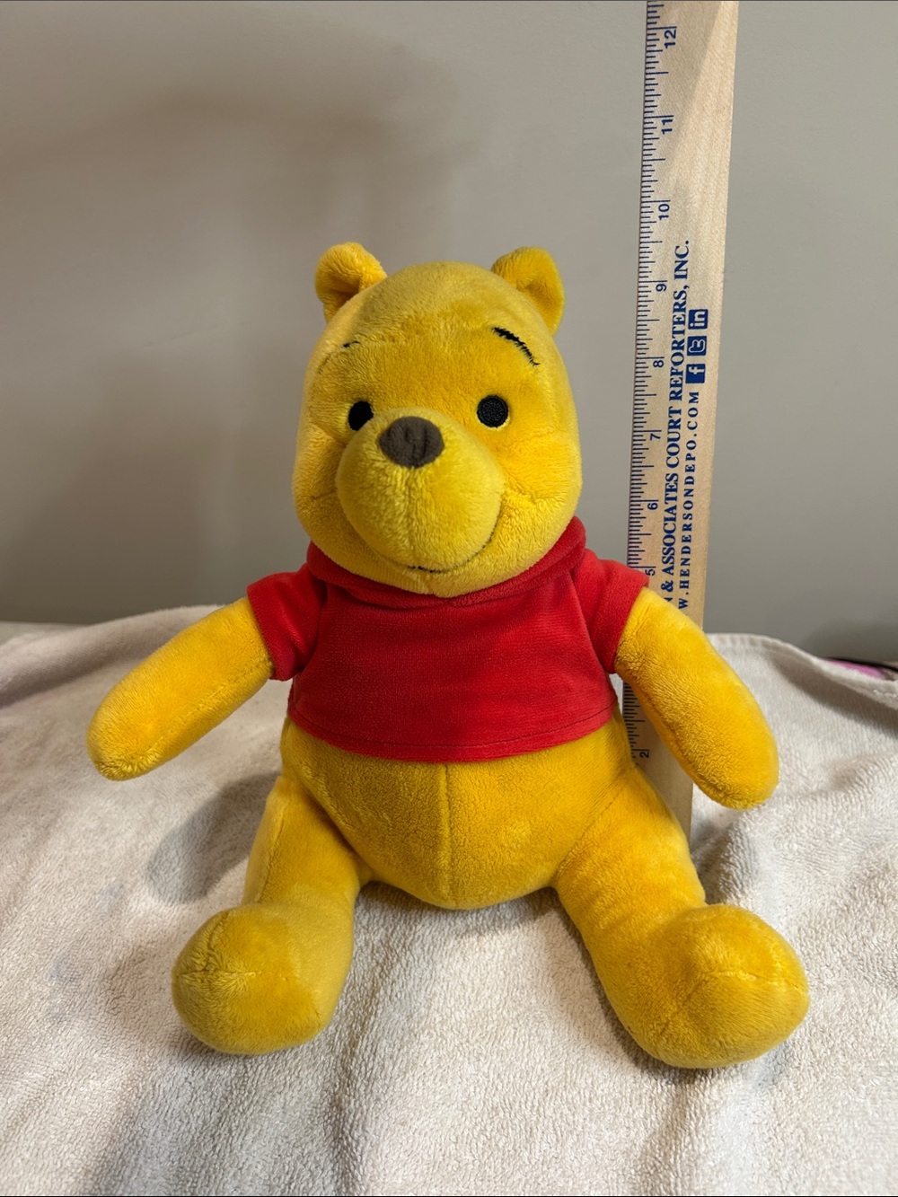 Disney Yellow Winnie the Pooh Plush with Red Shirt